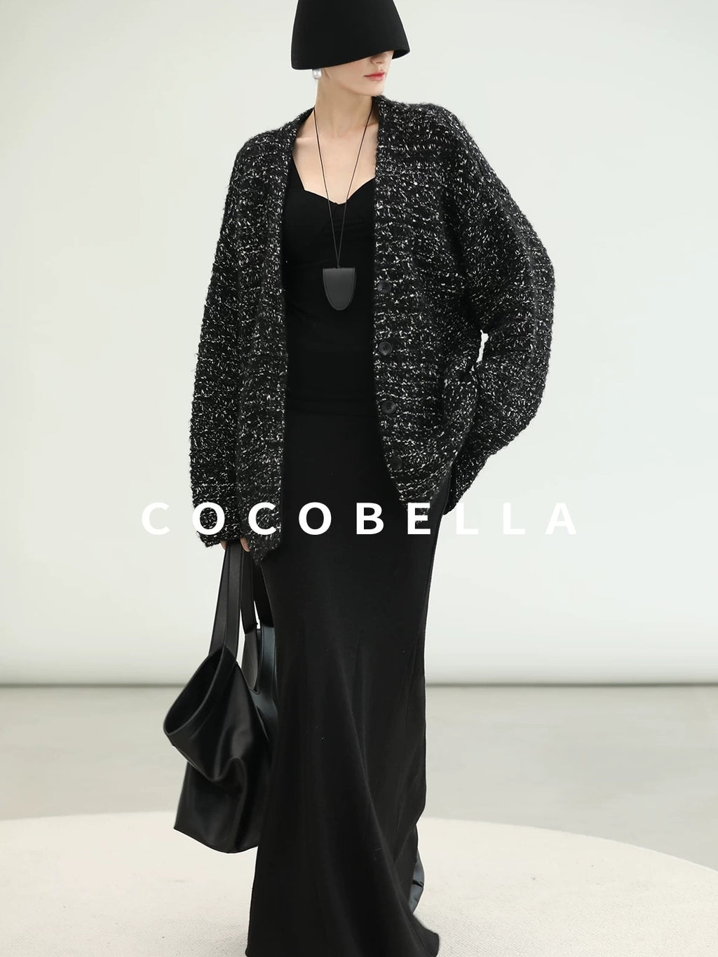 COCOBELLA Sequin Patchwork Elegant Fitted Mermaid Mid Waist Side Zipper City Black Dresses