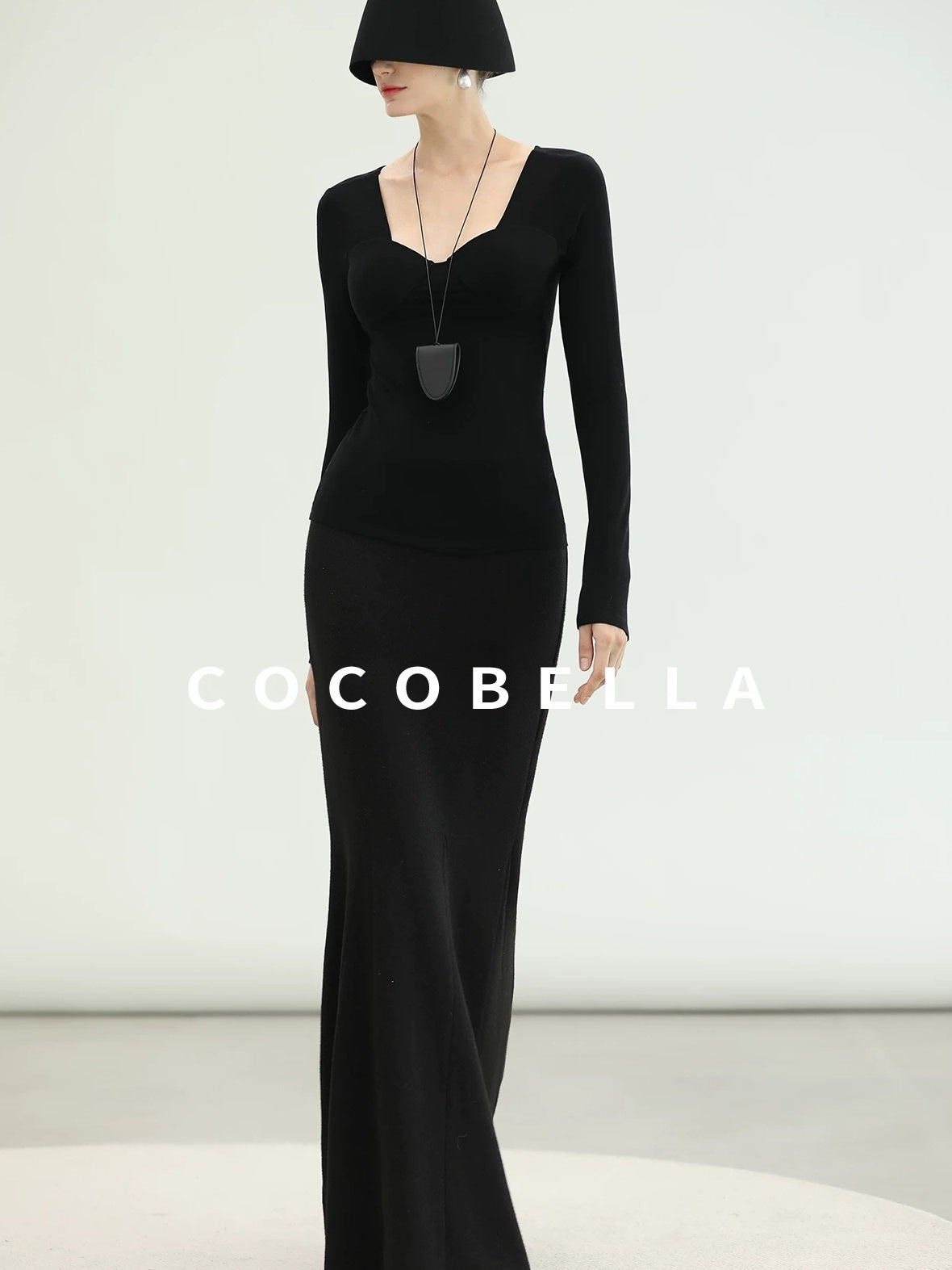 COCOBELLA Sequin Patchwork Elegant Fitted Mermaid Mid Waist Side Zipper City Black Dresses