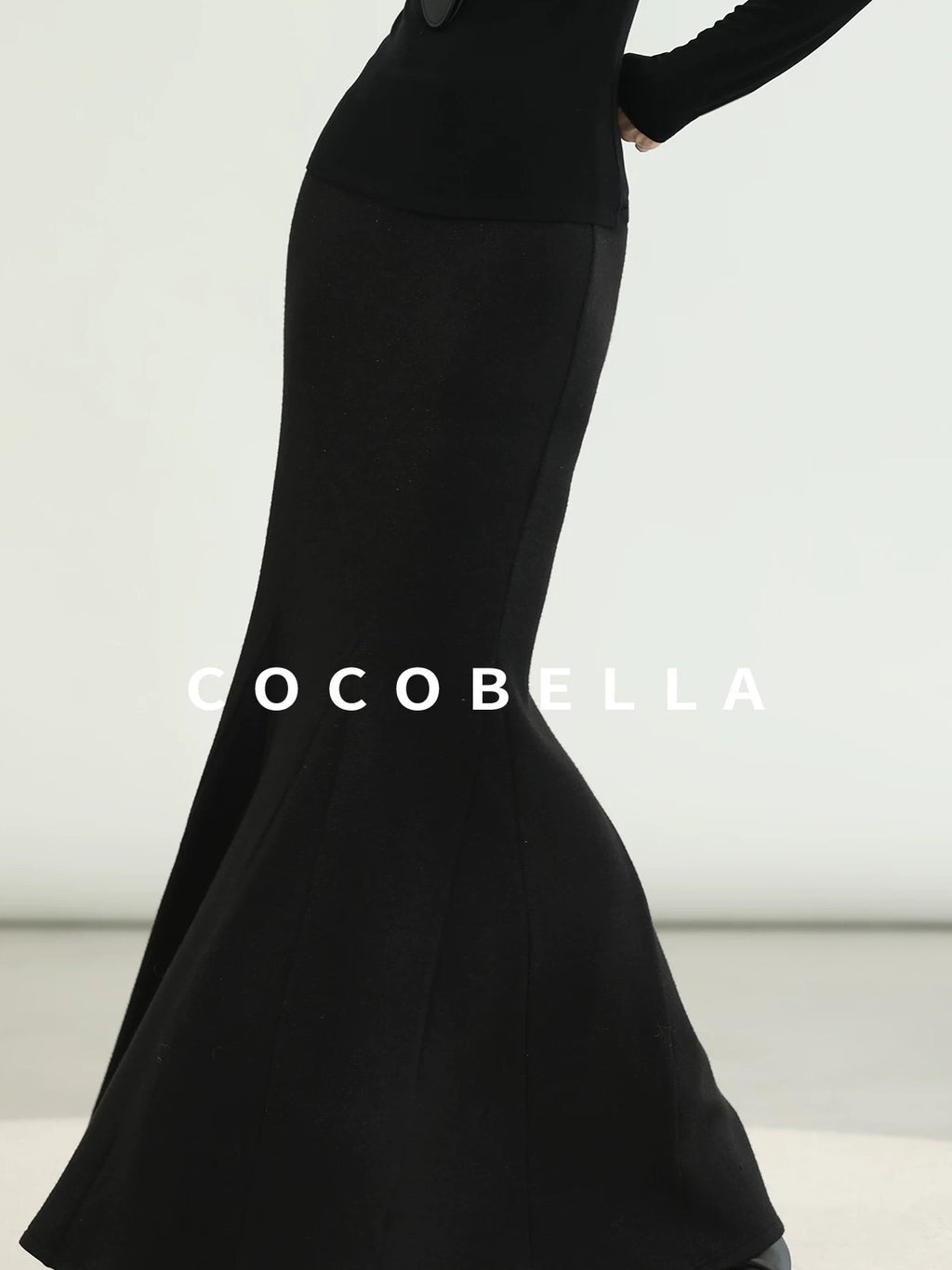 COCOBELLA Sequin Patchwork Elegant Fitted Mermaid Mid Waist Side Zipper City Black Dresses