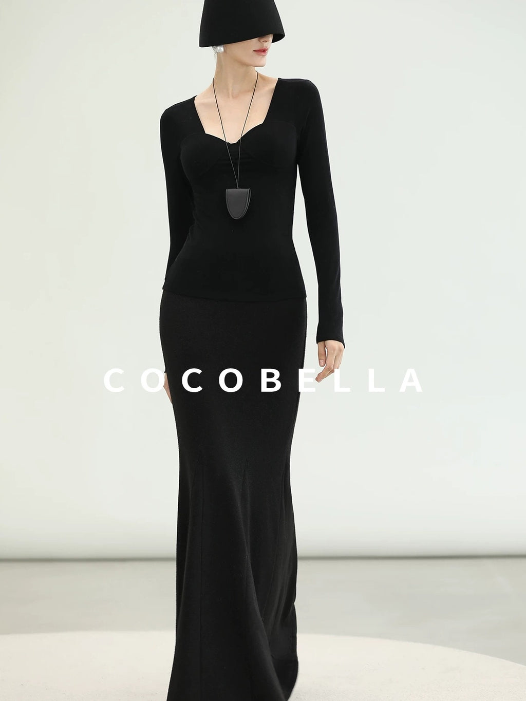 COCOBELLA Sequin Patchwork Elegant Fitted Mermaid Mid Waist Side Zipper City Black Dresses