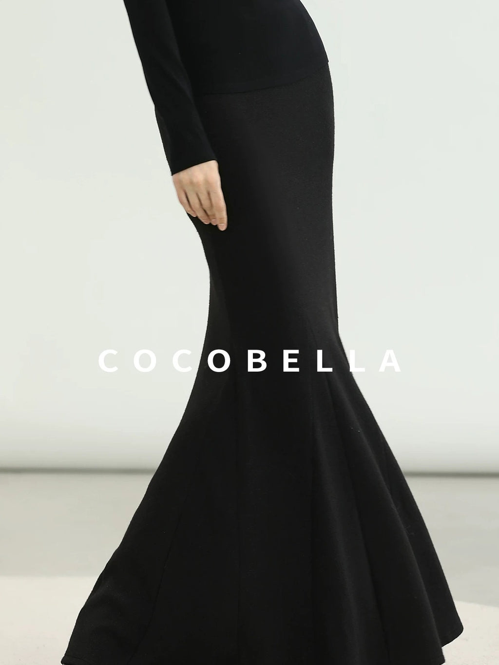 COCOBELLA Sequin Patchwork Elegant Fitted Mermaid Mid Waist Side Zipper City Black Dresses