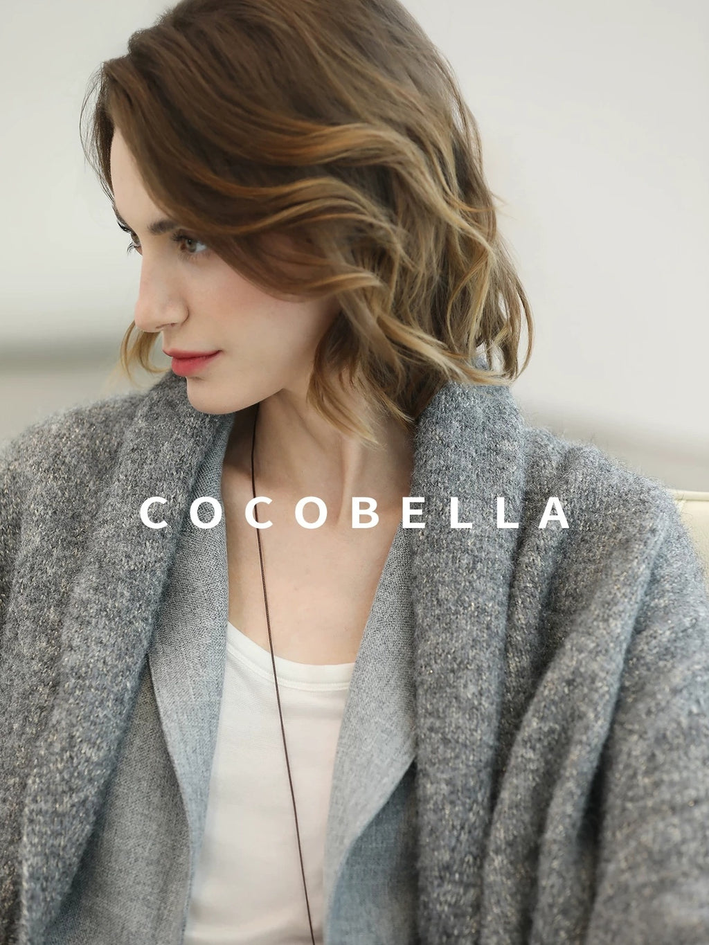 COCOBELLA Shimmer Double Breasted Loose Fit Office Cardigan Thick Knit Sweater