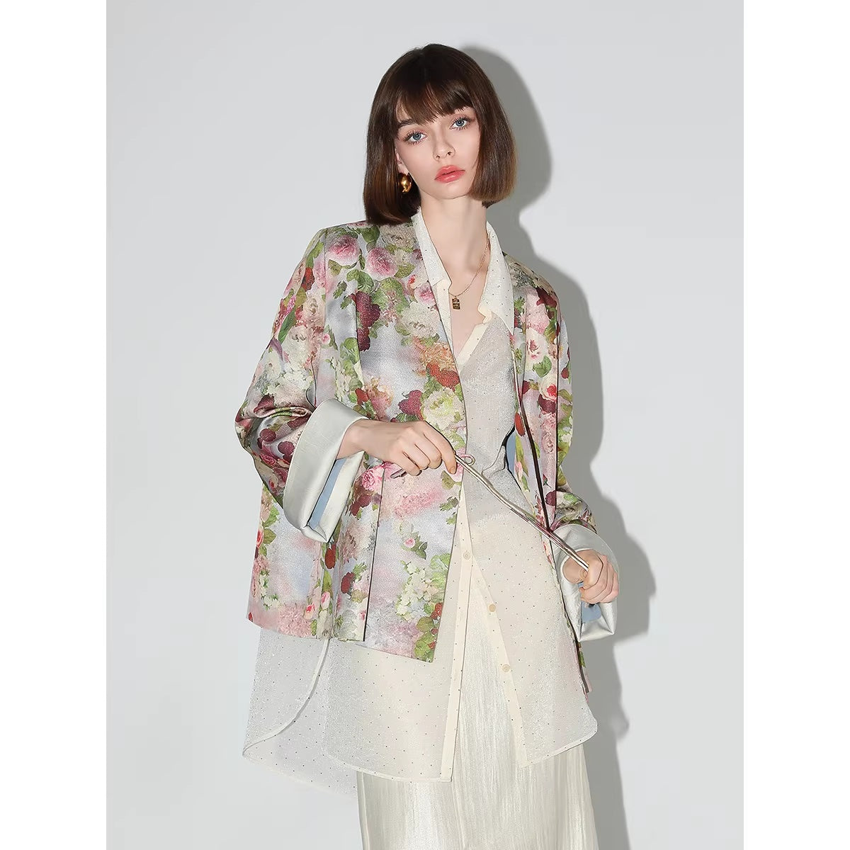 COCOBELLA_Shimmer_Floral_Button_Pocket_Straight_Fit_Office_V_Neck_Women_Blazers_MISSTT