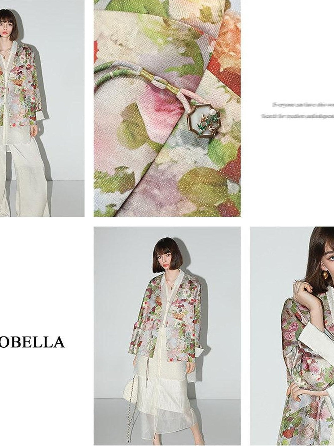 COCOBELLA Shimmer Floral Button Pocket Straight Fit Office V Neck Women Blazers