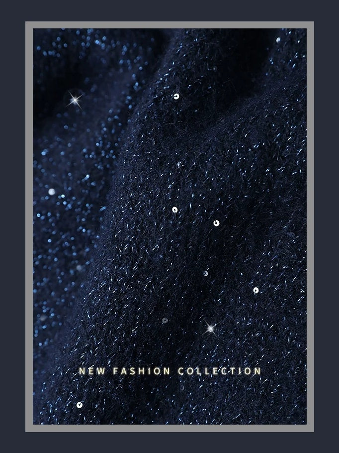 COCOBELLA Shimmer Knit Midi Straight H Line Back Slit Mid Waist Women Commuter Skirts