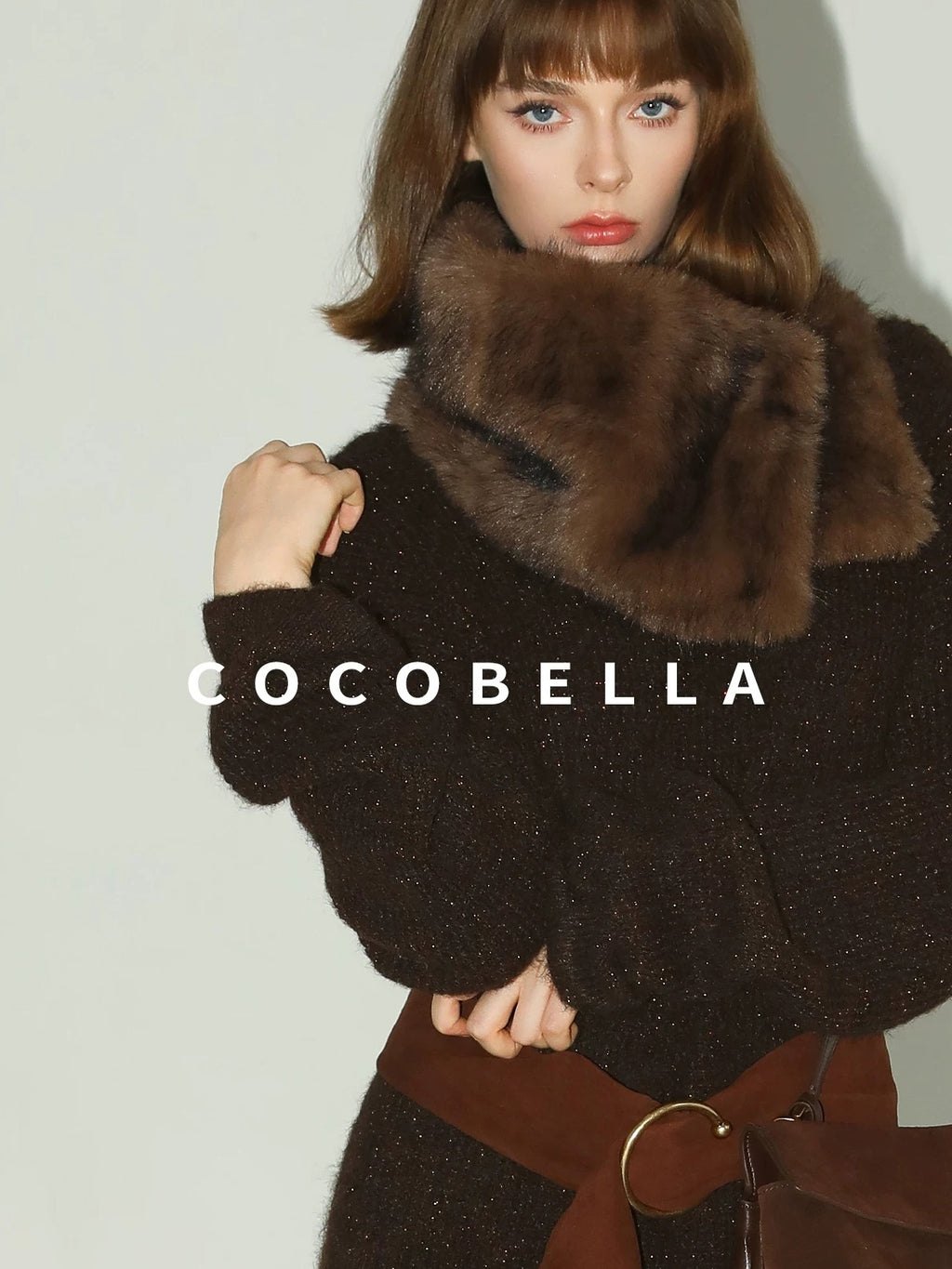 COCOBELLA Shimmer Knit Relaxed Fit H Line Long Sleeve Round Neck Work Dresses