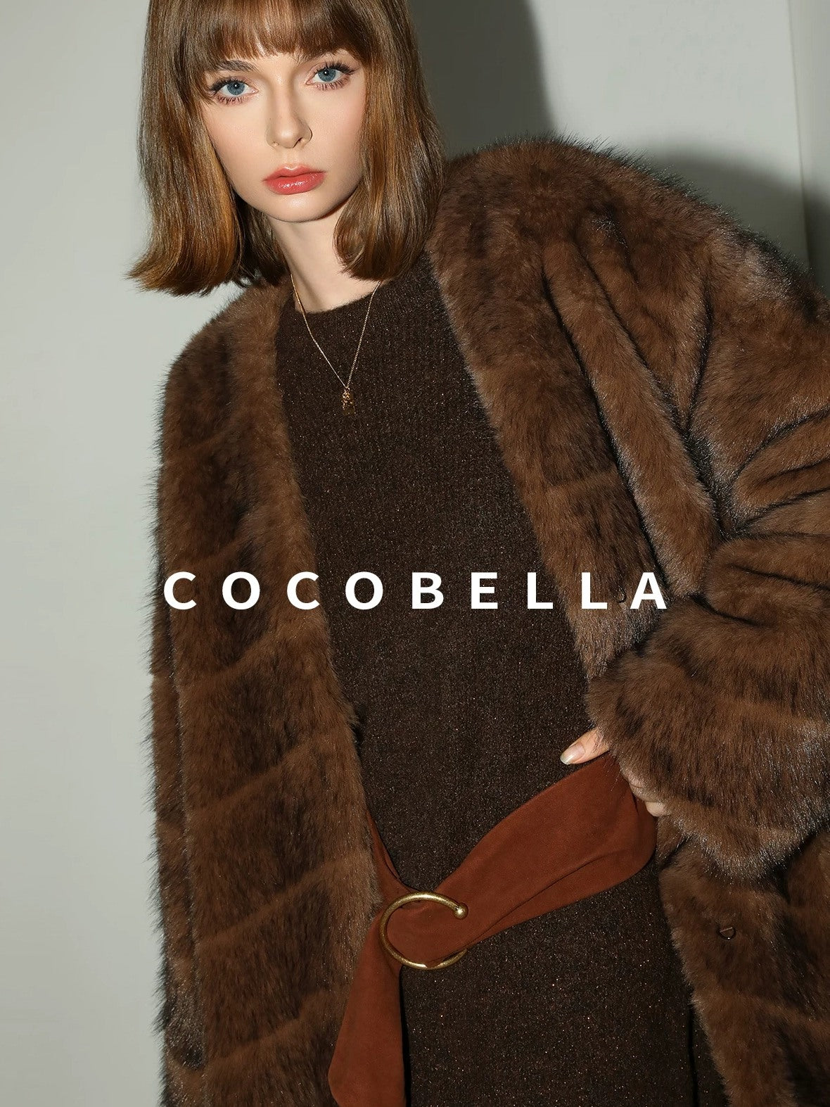 COCOBELLA Shimmer Knit Relaxed Fit H Line Long Sleeve Round Neck Work Dresses