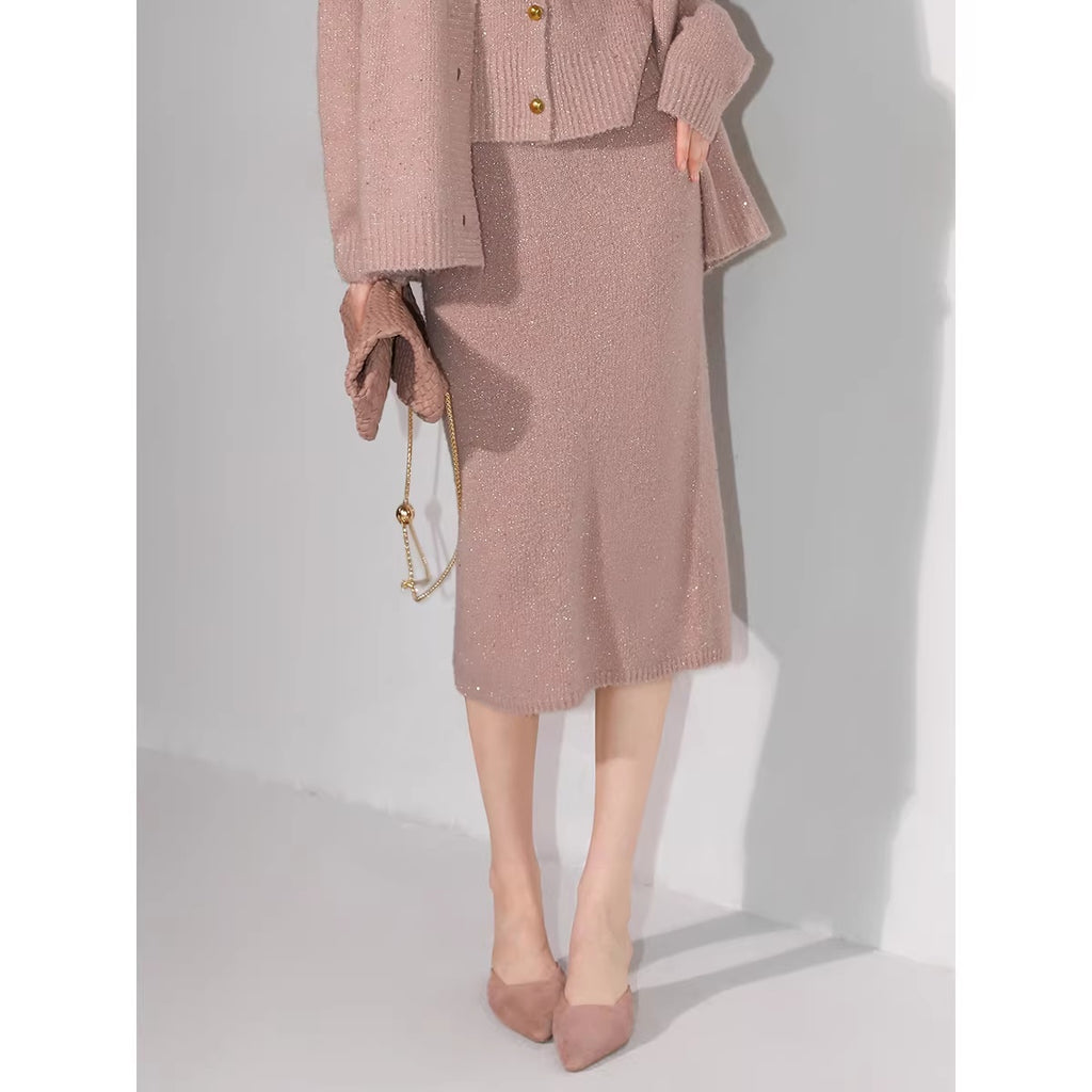 COCOBELLA_Shimmer_Knit_Straight_H_Line_Mid_Waist_Women_Commuter_Office_Casual_Skirts_MISSTT