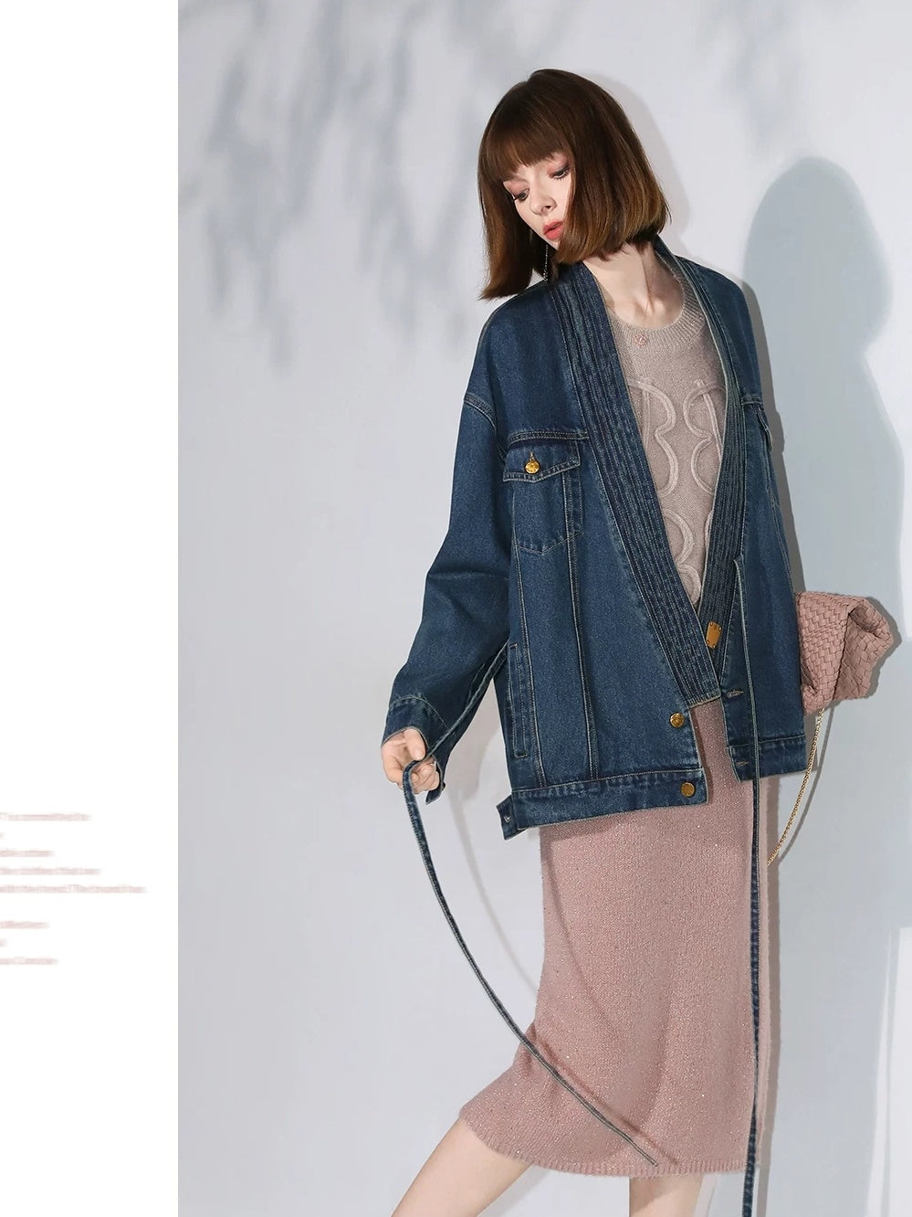 COCOBELLA Shimmer Knit Straight H Line Mid Waist Women Commuter Office Casual Skirts