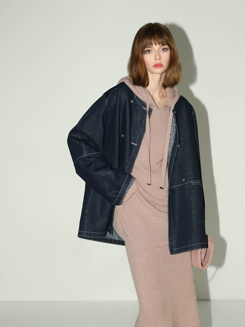 COCOBELLA Shimmer Knit Straight H Line Mid Waist Women Commuter Office Casual Skirts