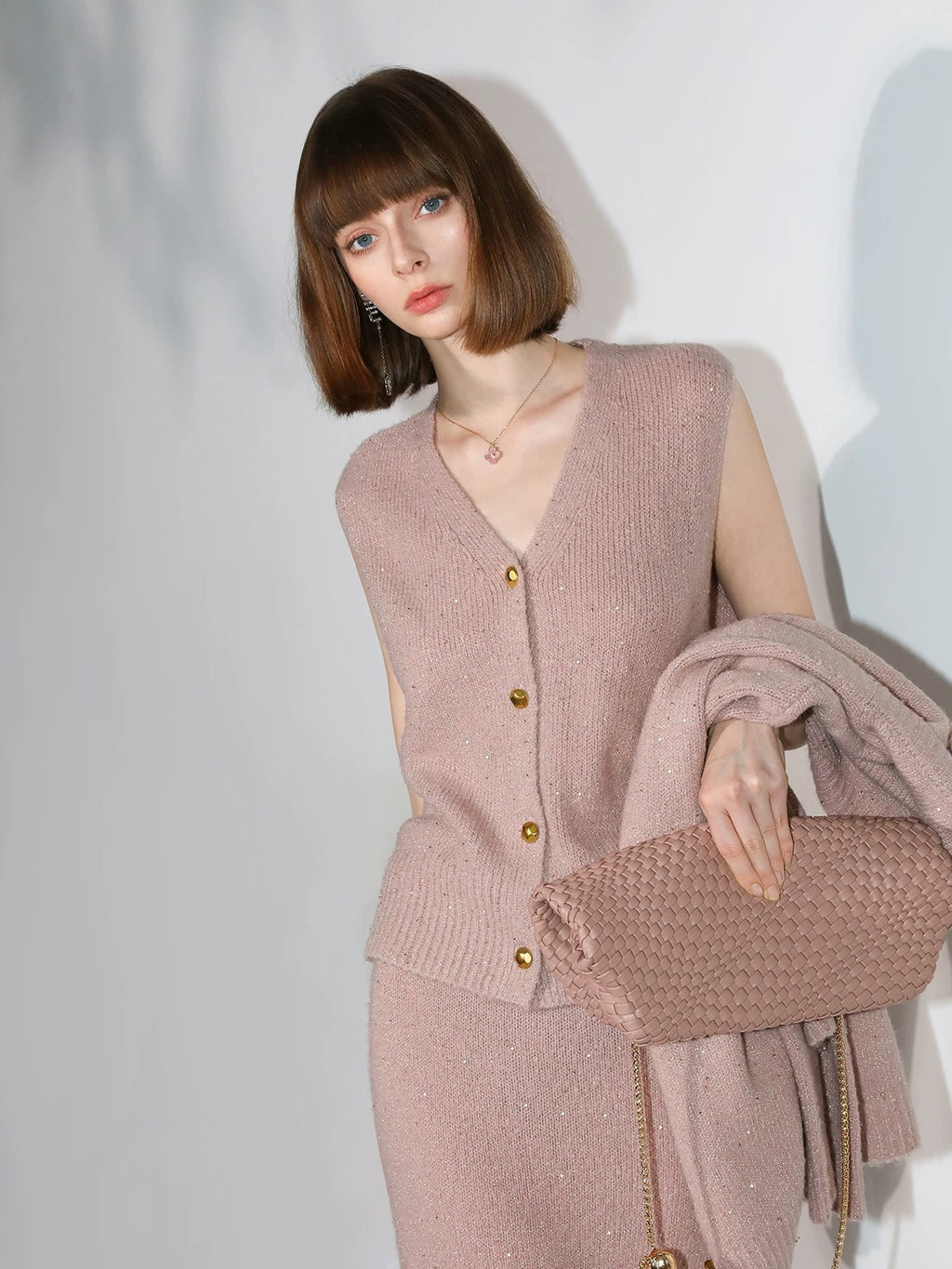 COCOBELLA Shimmer Knit Straight H Line Mid Waist Women Commuter Office Casual Skirts