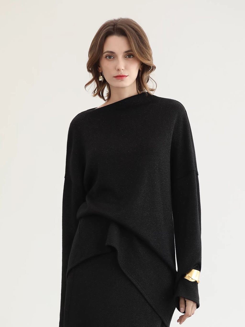 COCOBELLA_Shimmer_Loose_Fit_Boat_Neck_Office_Chic_Women_Classic_Black_Knit_Sweater_MISSTT