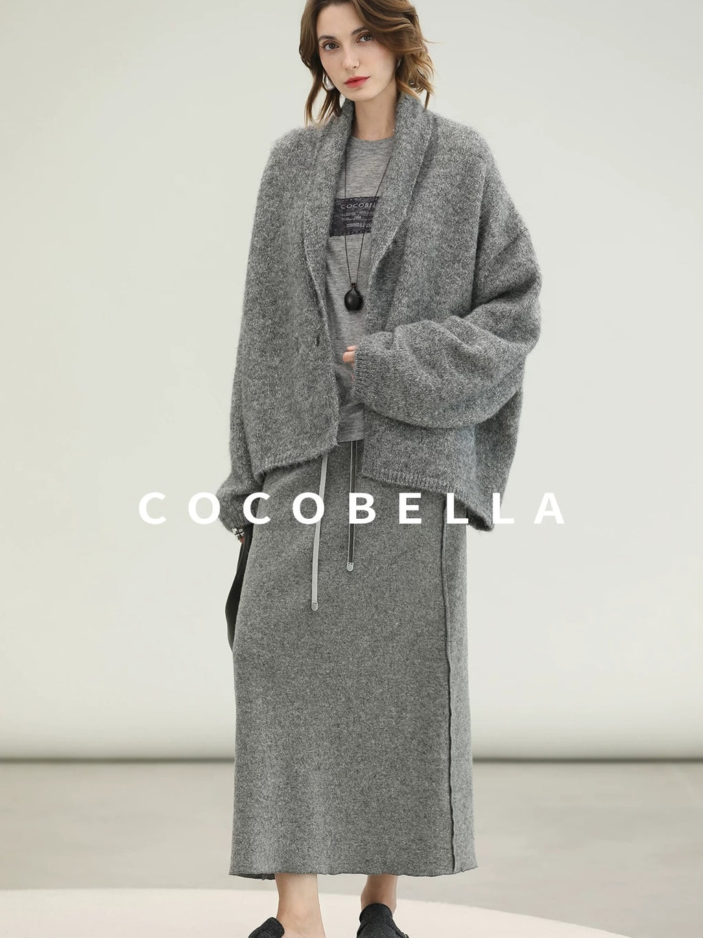 COCOBELLA Shimmer Lurex Double Breasted Relaxed Fit Office Cardigan Knit Sweater