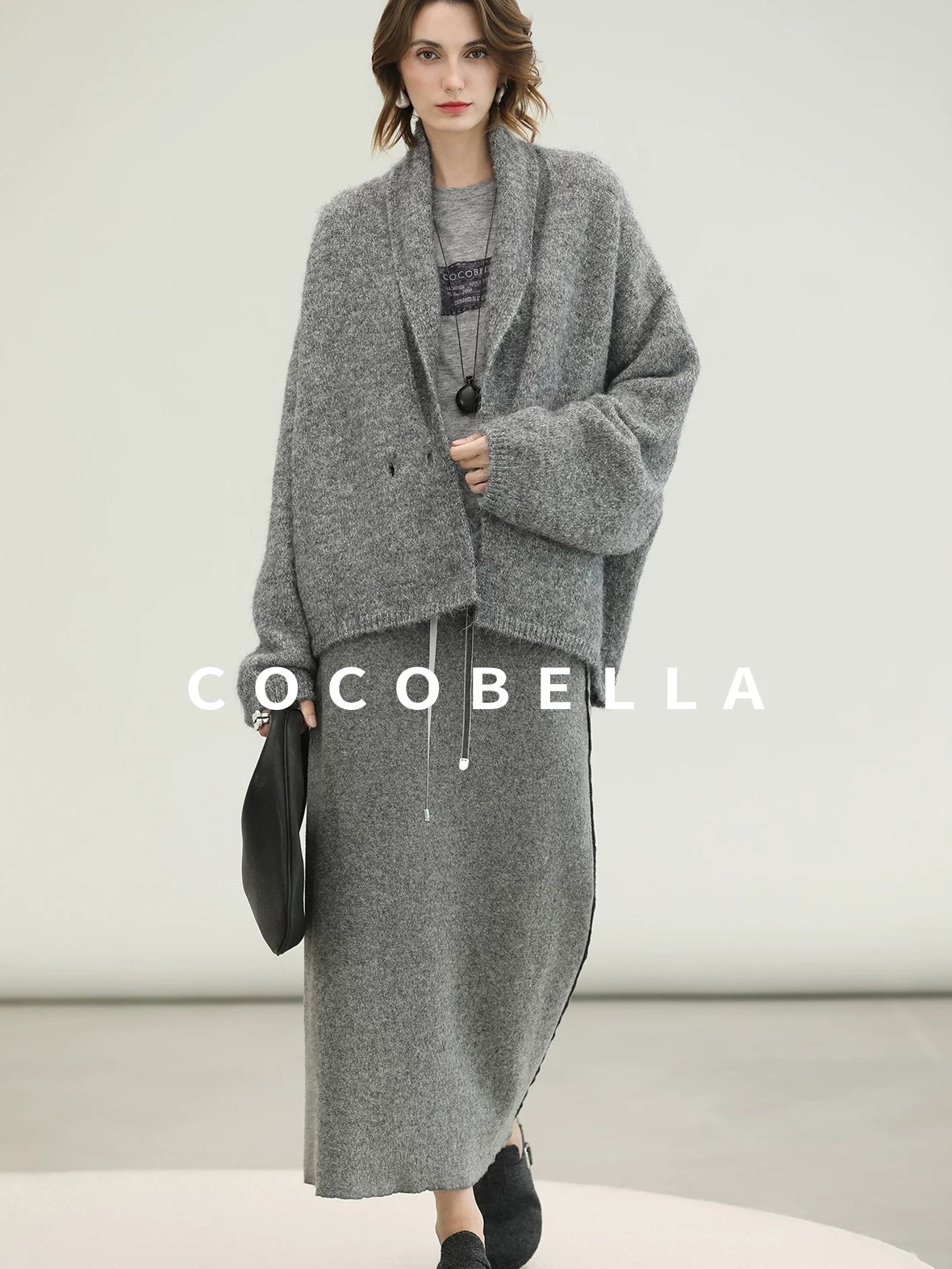 COCOBELLA Shimmer Lurex Double Breasted Relaxed Fit Office Cardigan Knit Sweater