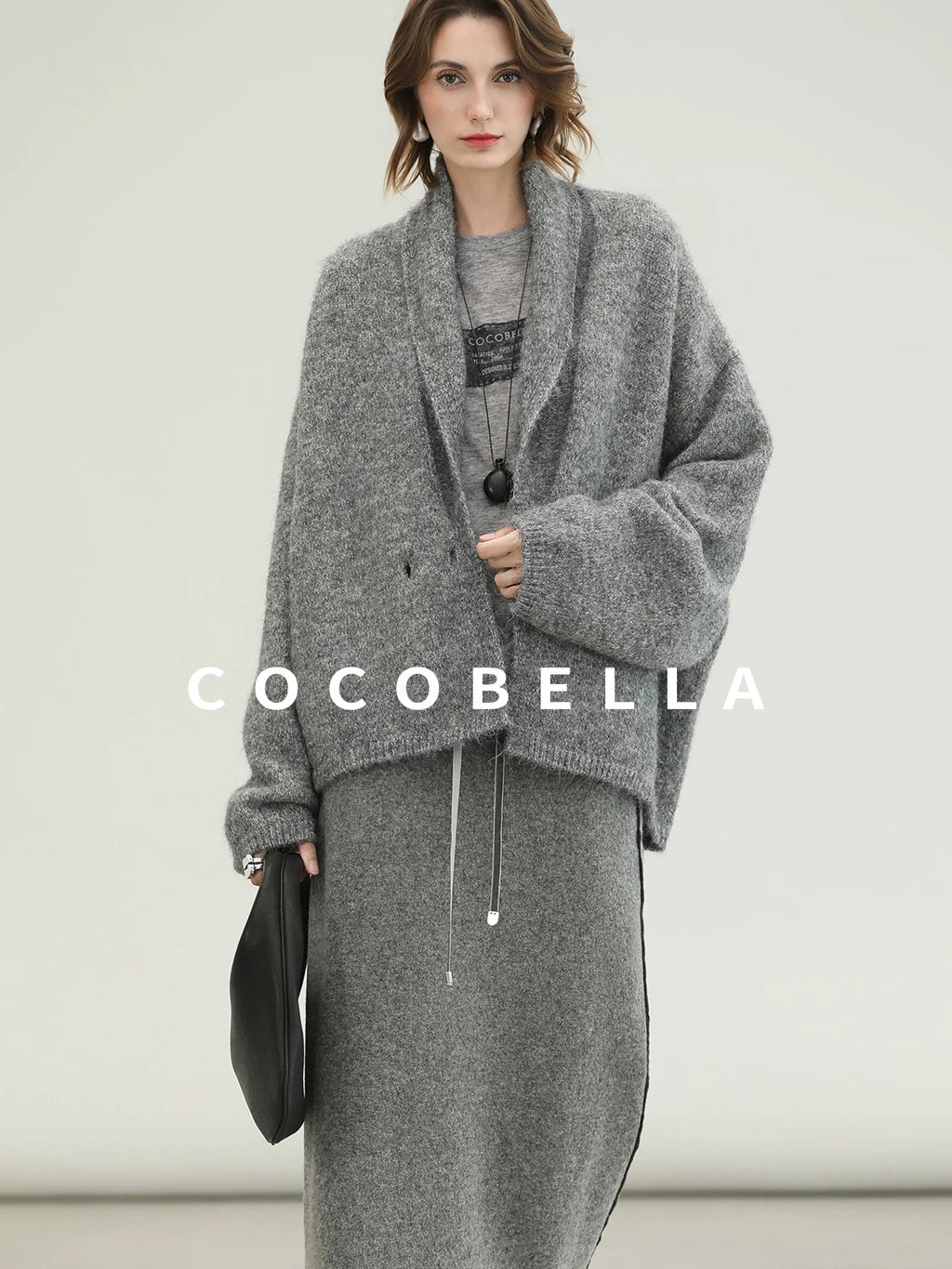 COCOBELLA Shimmer Lurex Double Breasted Relaxed Fit Office Cardigan Knit Sweater