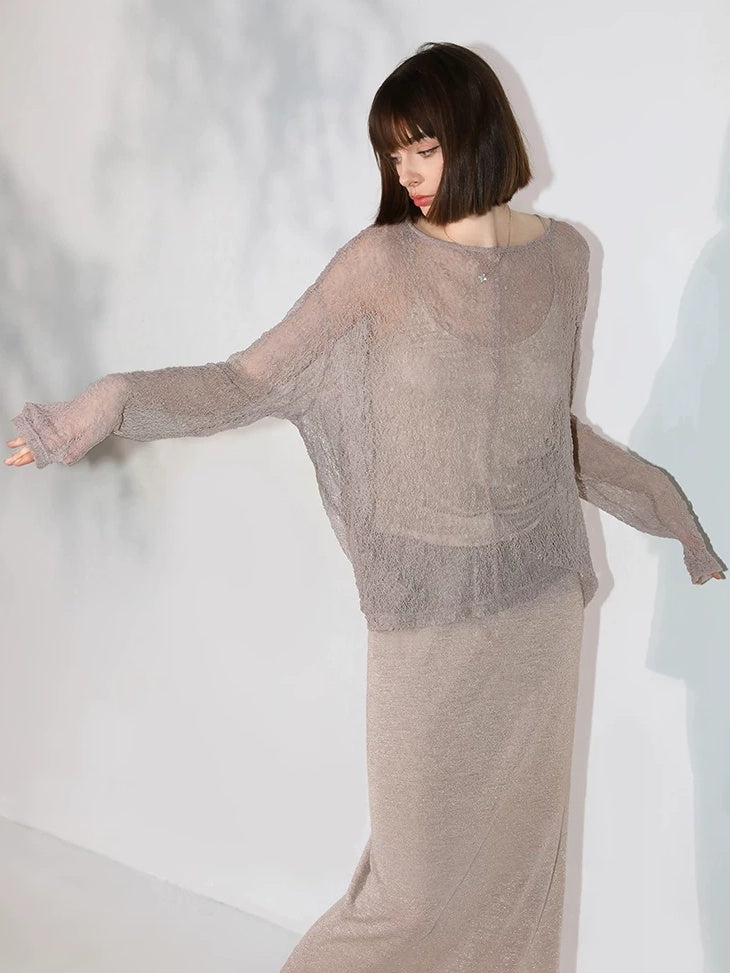 COCOBELLA Shimmer Mid Waist Slim H Line Cotton Knit Casual City Commute Women Skirts