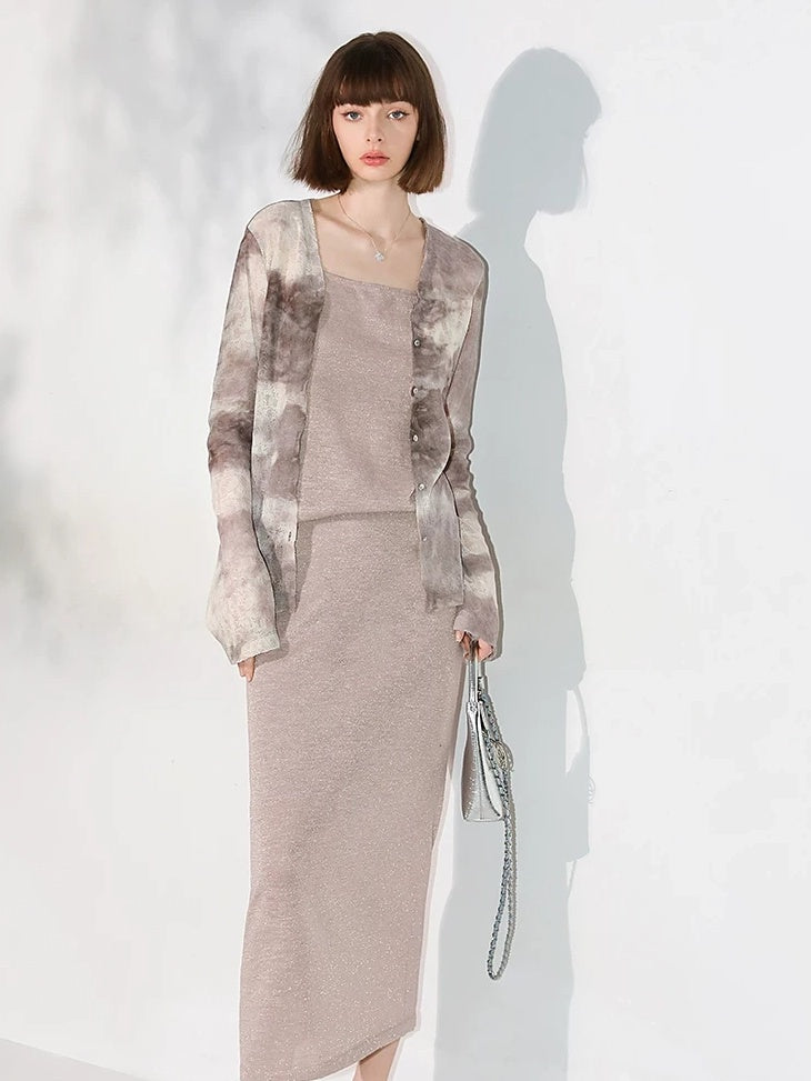 COCOBELLA Shimmer Mid Waist Slim H Line Cotton Knit Casual City Commute Women Skirts