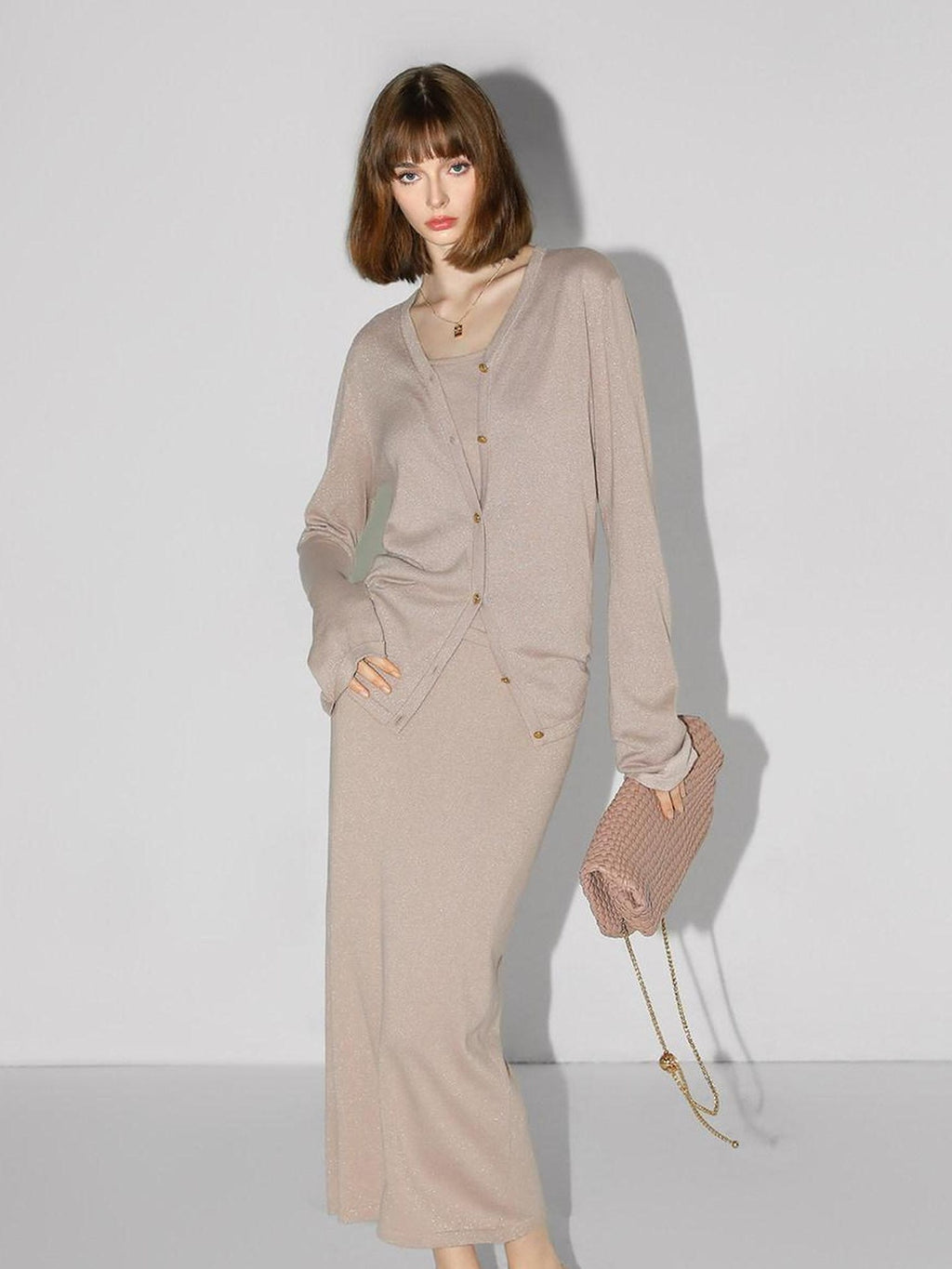 COCOBELLA Shimmer Mid Waist Slim H Line Cotton Knit Casual City Commute Women Skirts