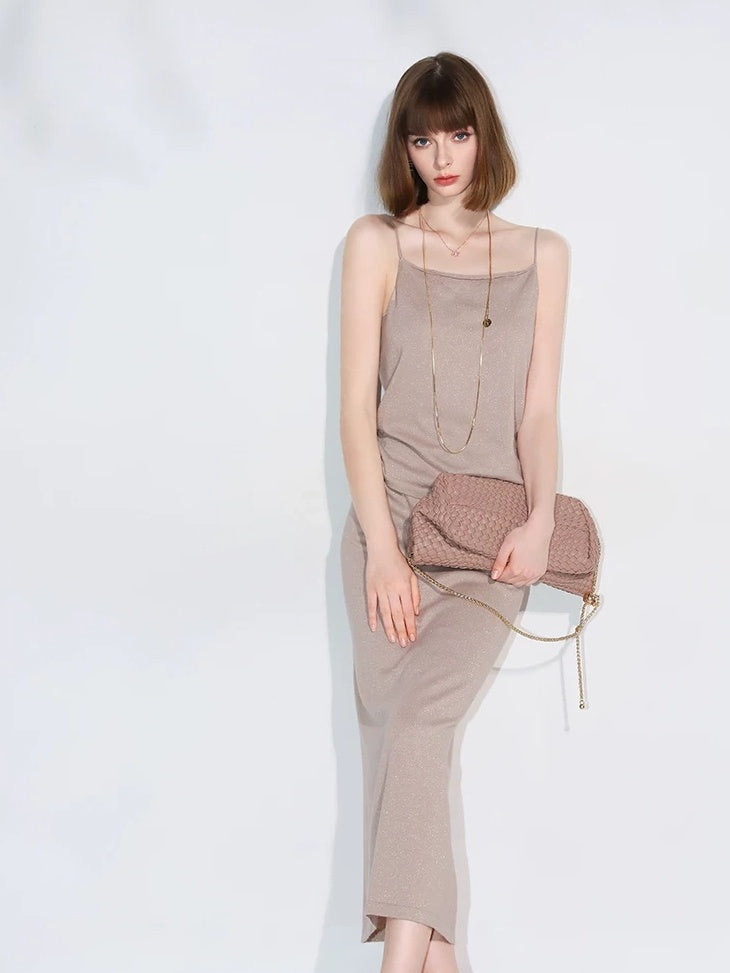 COCOBELLA Shimmer Mid Waist Slim H Line Cotton Knit Casual City Commute Women Skirts