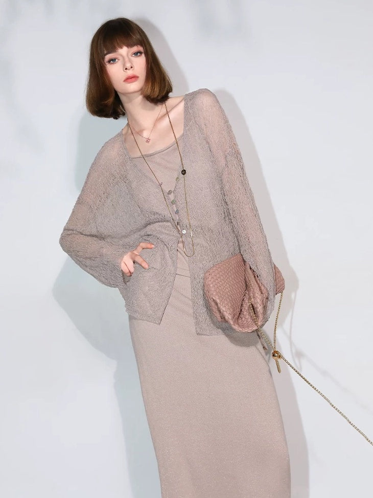 COCOBELLA Shimmer Mid Waist Slim H Line Cotton Knit Casual City Commute Women Skirts