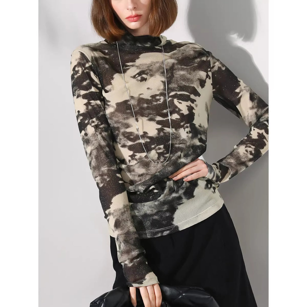 COCOBELLA_Shimmer_Print_Slim_Fit_Turtleneck_Long_Sleeve_Office_Commute_Shirts_MISSTT