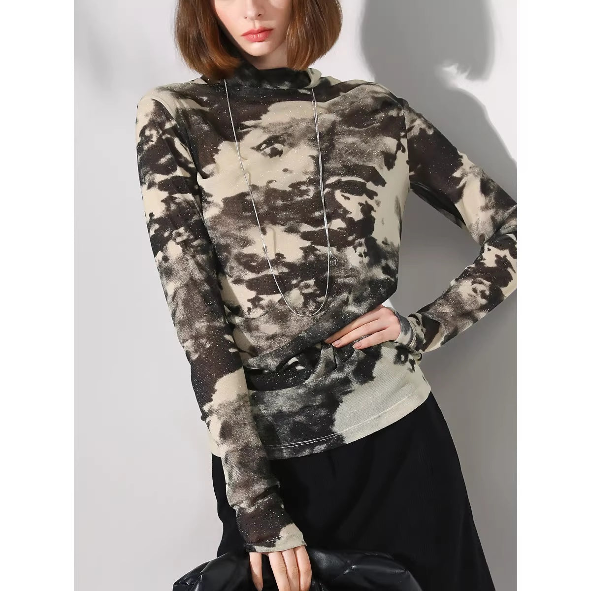 COCOBELLA_Shimmer_Print_Slim_Fit_Turtleneck_Long_Sleeve_Office_Commute_Shirts_MISSTT