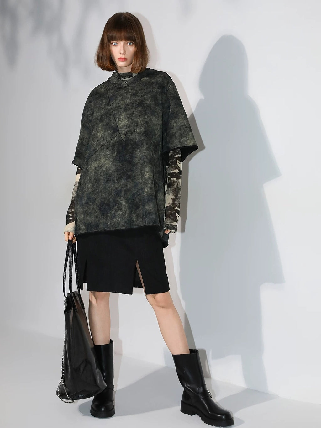 COCOBELLA Shimmer Print Slim Fit Turtleneck Long Sleeve Office Commute Shirts