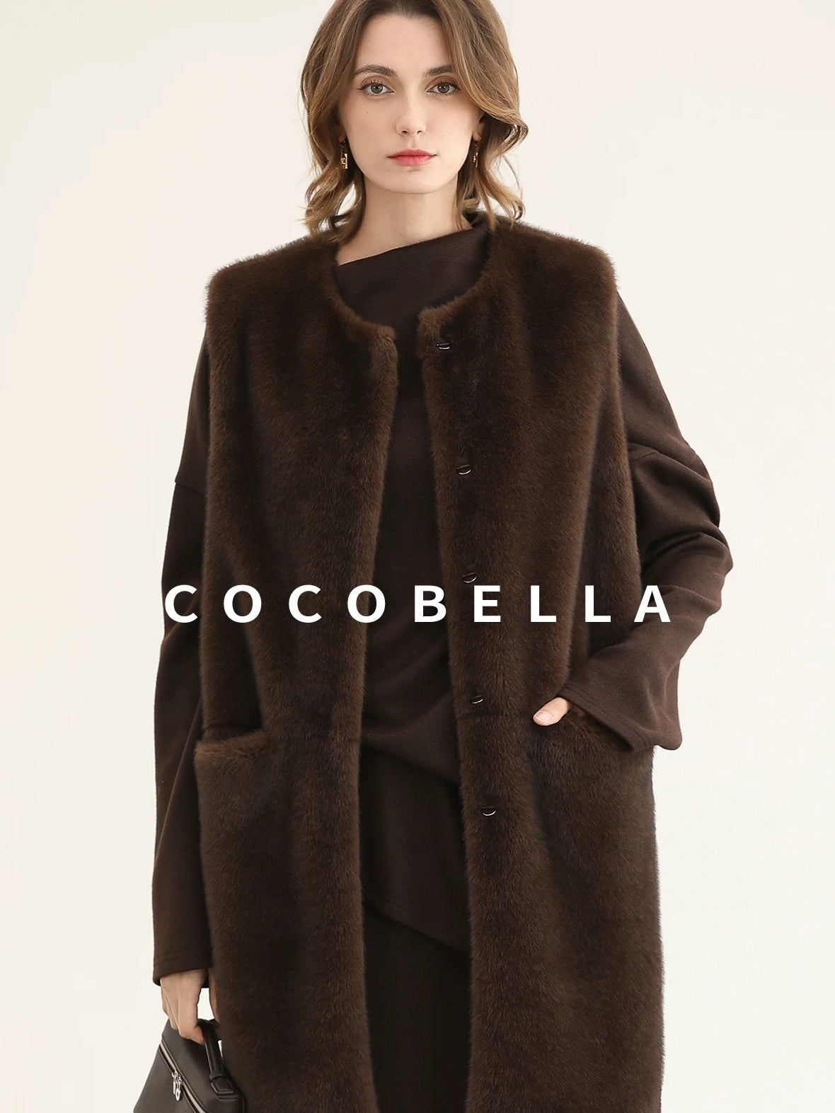 COCOBELLA Shimmer Pullover Relaxed Fit Boat Neck Office Women Mocha Viscose Blend Sweater