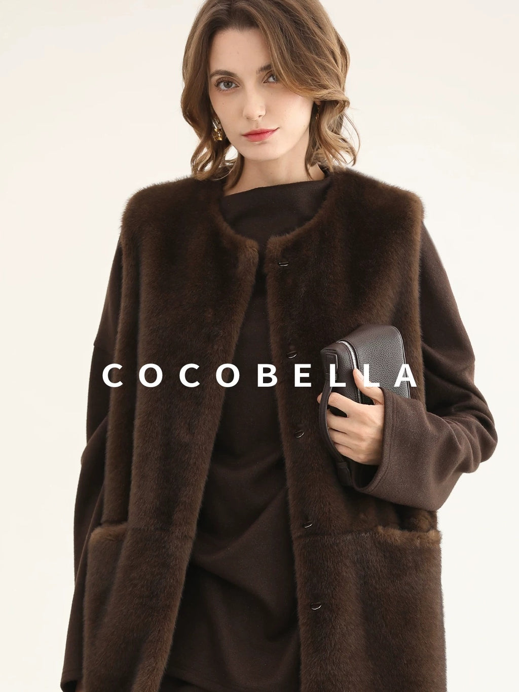 COCOBELLA Shimmer Pullover Relaxed Fit Boat Neck Office Women Mocha Viscose Blend Sweater