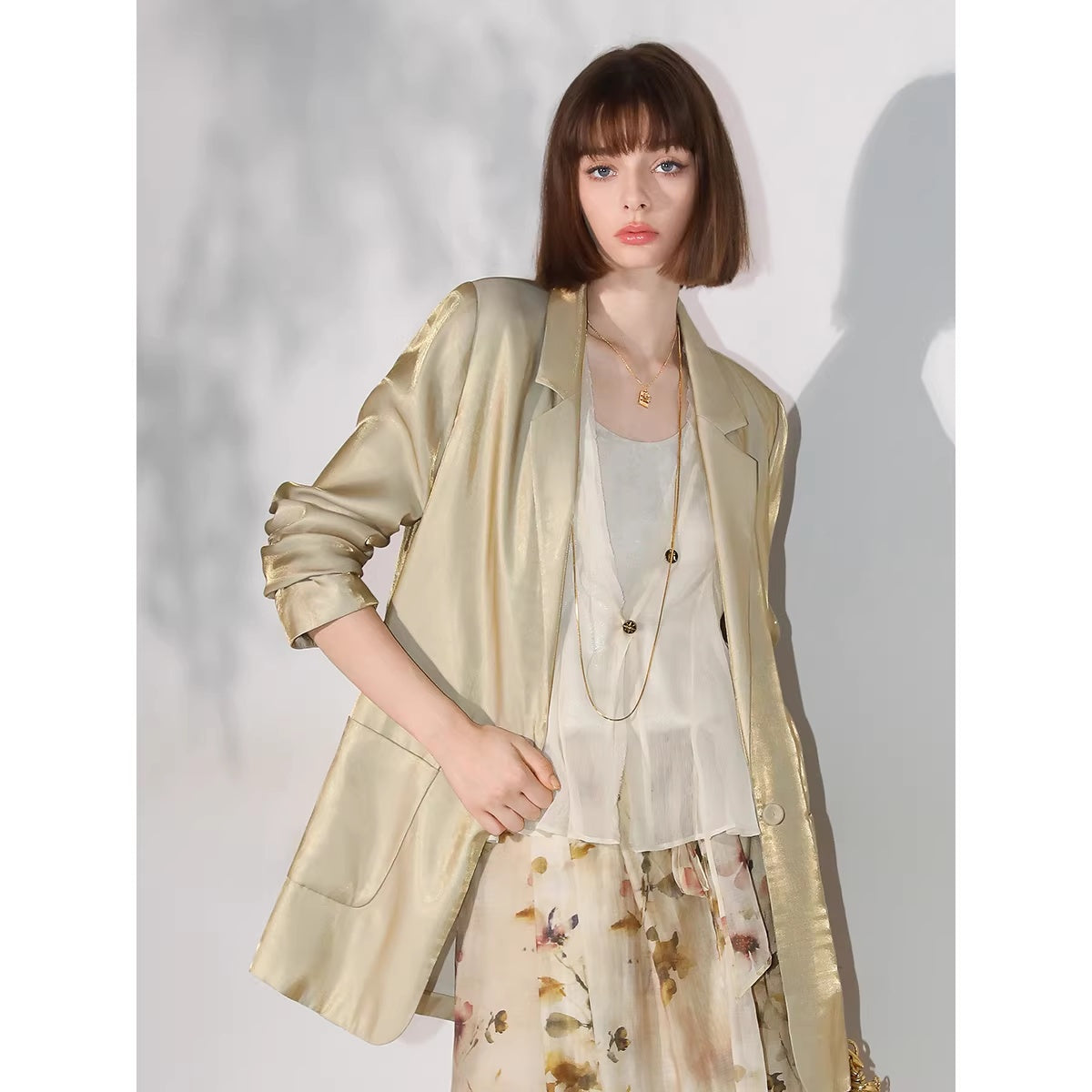 COCOBELLA_Shimmery_Viscose_Blend_Straight_Fit_Longline_Pockets_One_Button_Office_Blazers_MISSTT