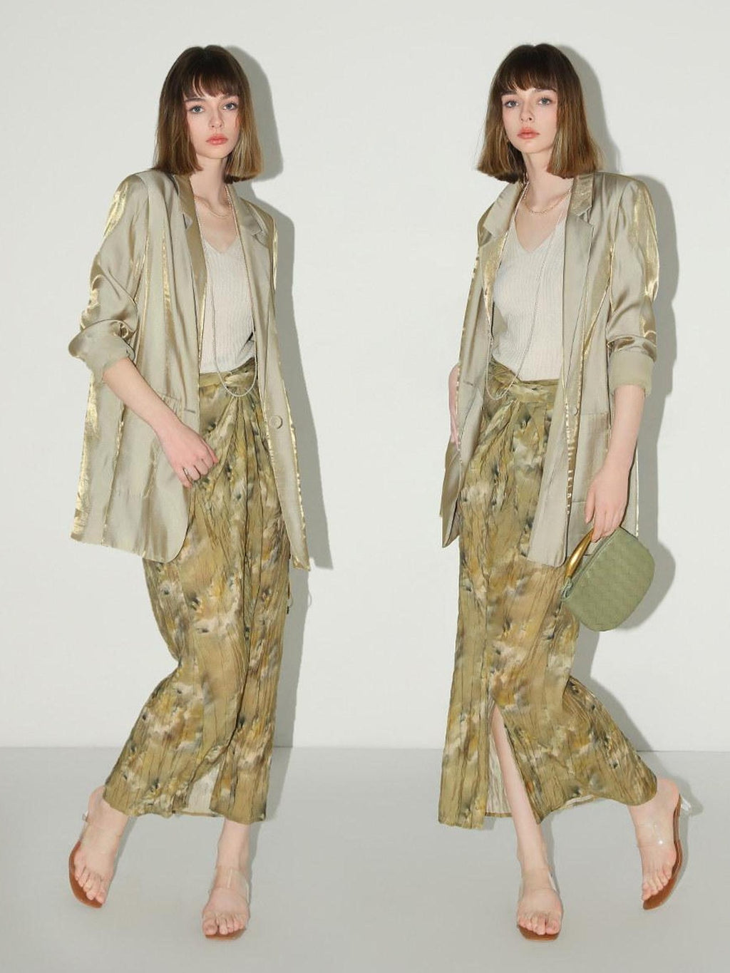 COCOBELLA Shimmery Viscose Blend Straight Fit Longline Pockets One Button Office Blazers