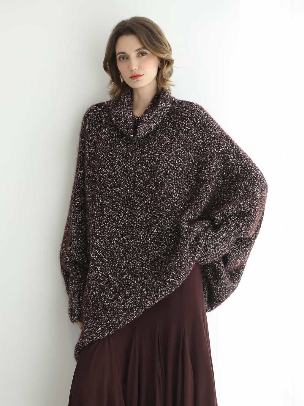 COCOBELLA_Shiny_Fancy_Yarn_Knit_Office_Loose_Fit_Batwing_Long_Sleeve_High_Neck_Dresses_MISSTT