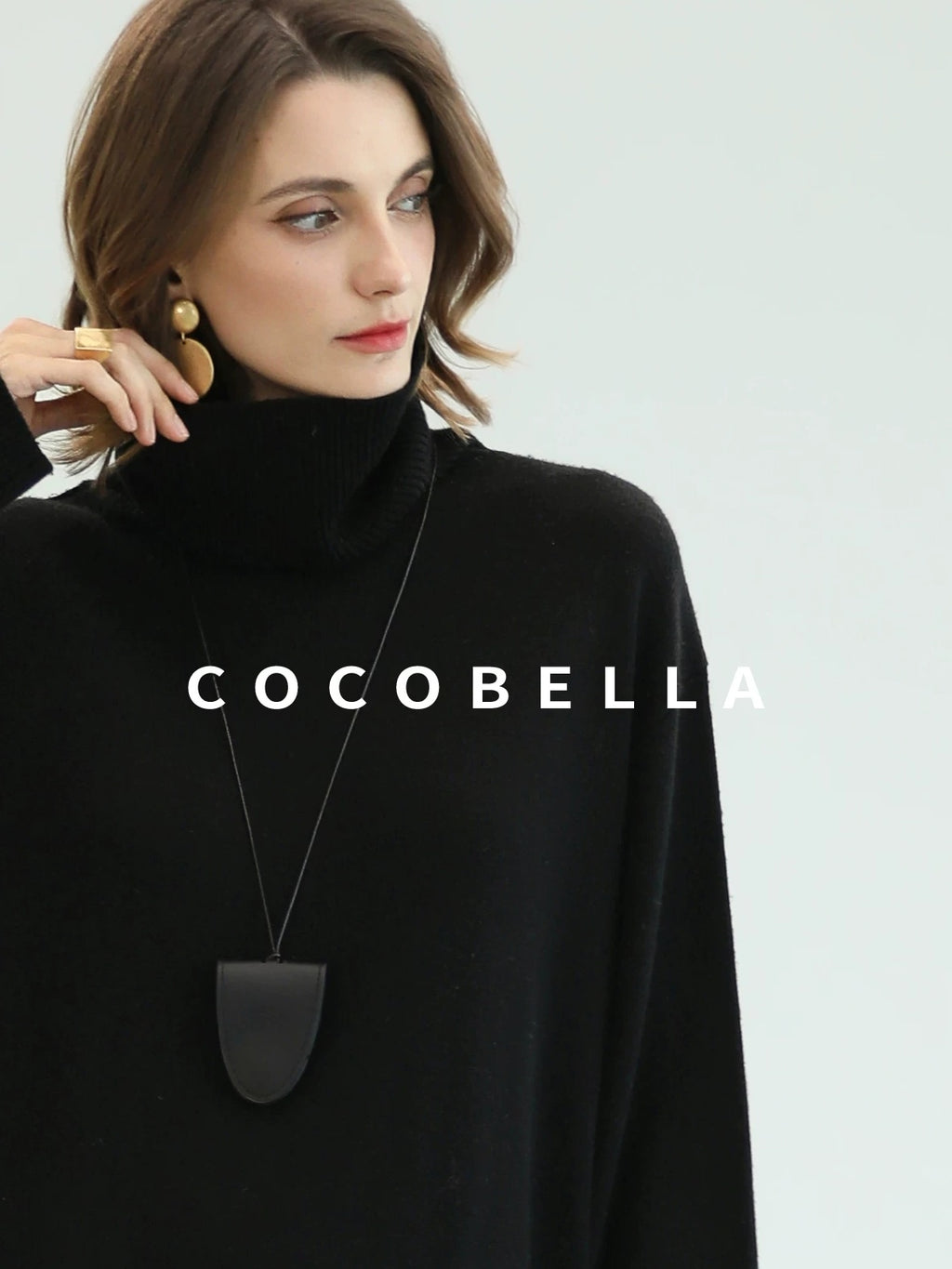 COCOBELLA Silk Cashmere Knit Elegant H Cut 3D Embellishment Relaxed Waist Dresses