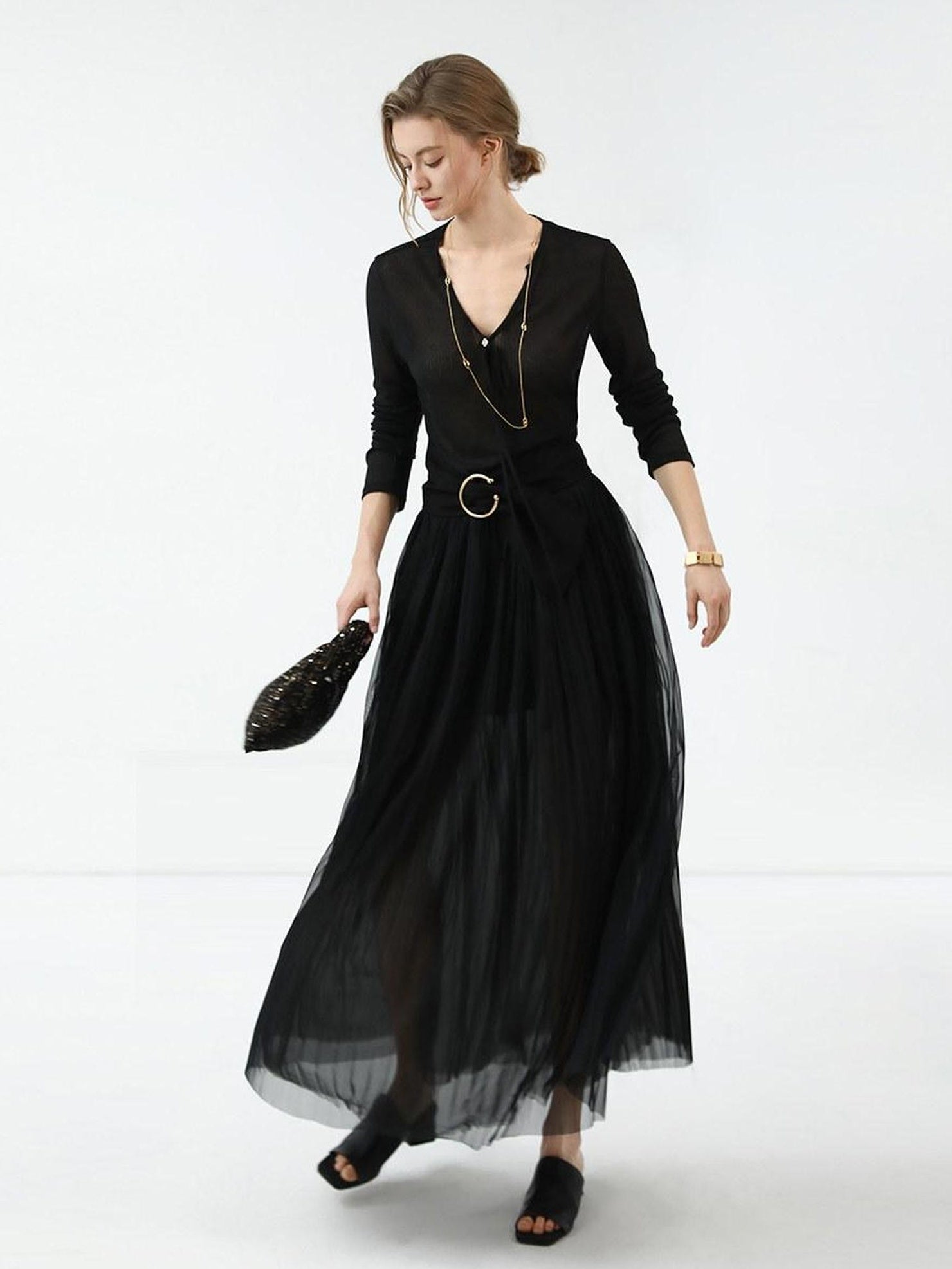 COCOBELLA Skin Friendly Slim V Neck Long Sleeve Office Workwear Plain T-Shirts