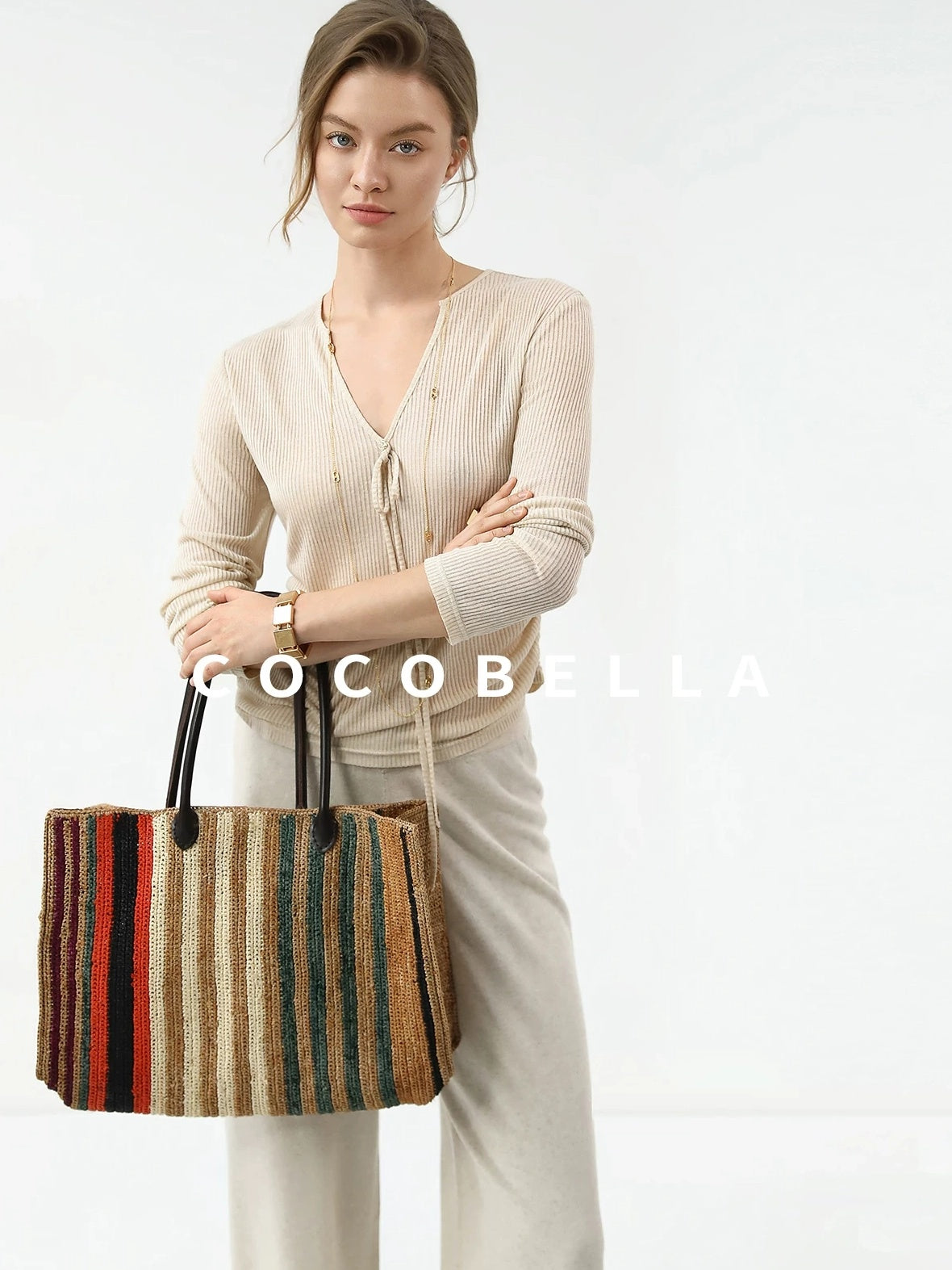 COCOBELLA Skin Friendly Slim V Neck Long Sleeve Office Workwear Plain T-Shirts