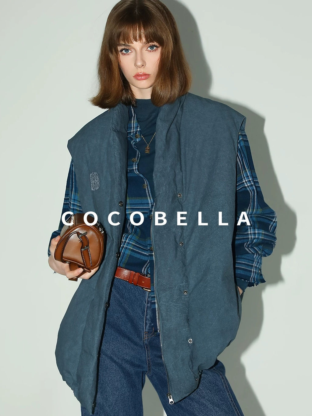 COCOBELLA Soft 100% Lambswool Minimalist Slim Fit Women Half High Crewneck Knit Sweater