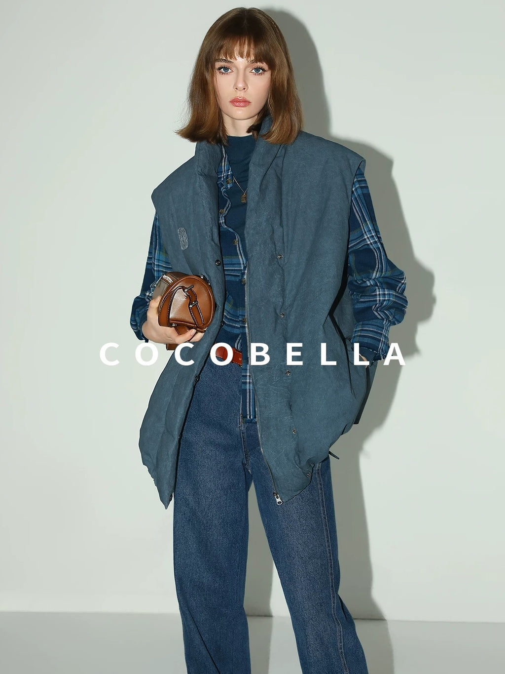 COCOBELLA Soft 100% Lambswool Minimalist Slim Fit Women Half High Crewneck Knit Sweater