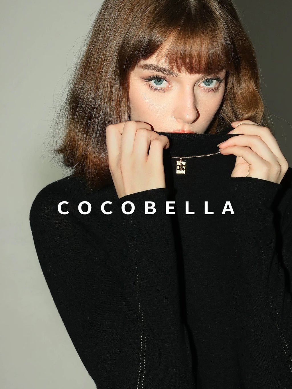 COCOBELLA Soft 100% Lambswool Minimalist Slim Fit Women Half High Crewneck Knit Sweater