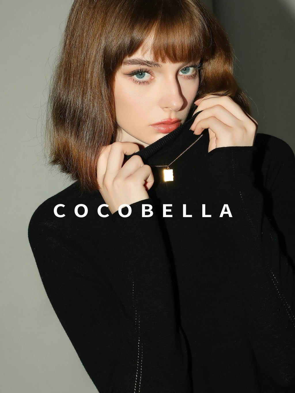 COCOBELLA Soft 100% Lambswool Minimalist Slim Fit Women Half High Crewneck Knit Sweater