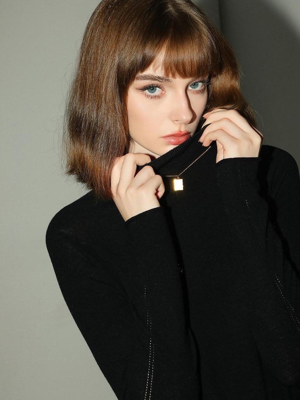 COCOBELLA Soft 100% Lambswool Minimalist Slim Fit Women Half High Crewneck Knit Sweater