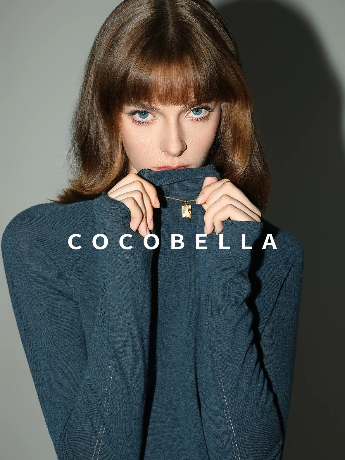 COCOBELLA Soft 100% Lambswool Minimalist Slim Fit Women Half High Crewneck Knit Sweater