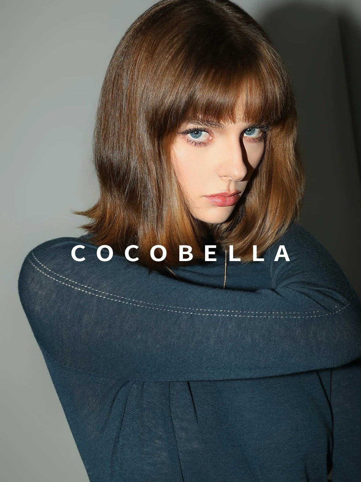 COCOBELLA Soft 100% Lambswool Minimalist Slim Fit Women Half High Crewneck Knit Sweater