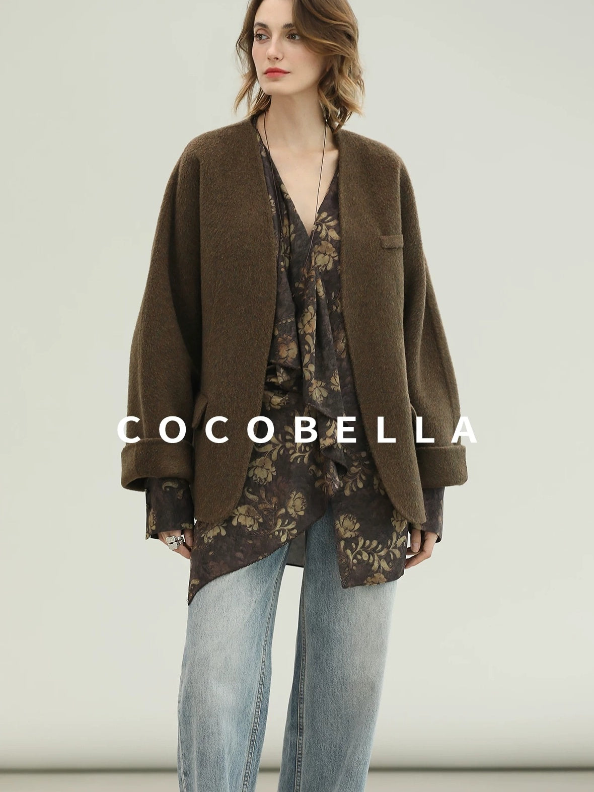 COCOBELLA Soft 70 Percent Wool Warm Retro Commuter Straight Fit Pockets Olive Jackets