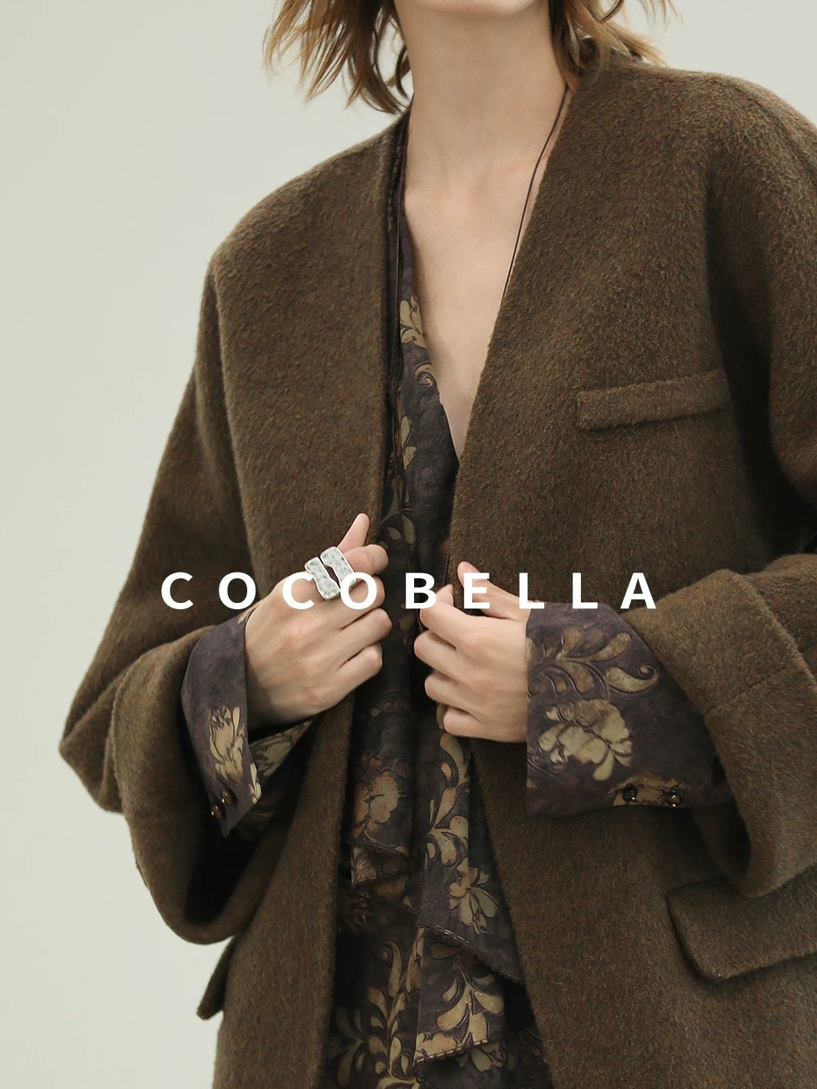 COCOBELLA Soft 70 Percent Wool Warm Retro Commuter Straight Fit Pockets Olive Jackets
