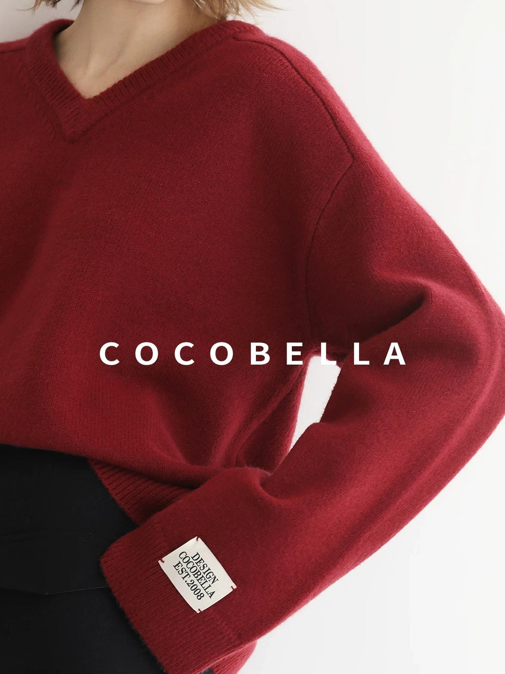 COCOBELLA Soft Acrylic Blend Loose Fit V Neck Womens Office Classic Solid Knit Sweater