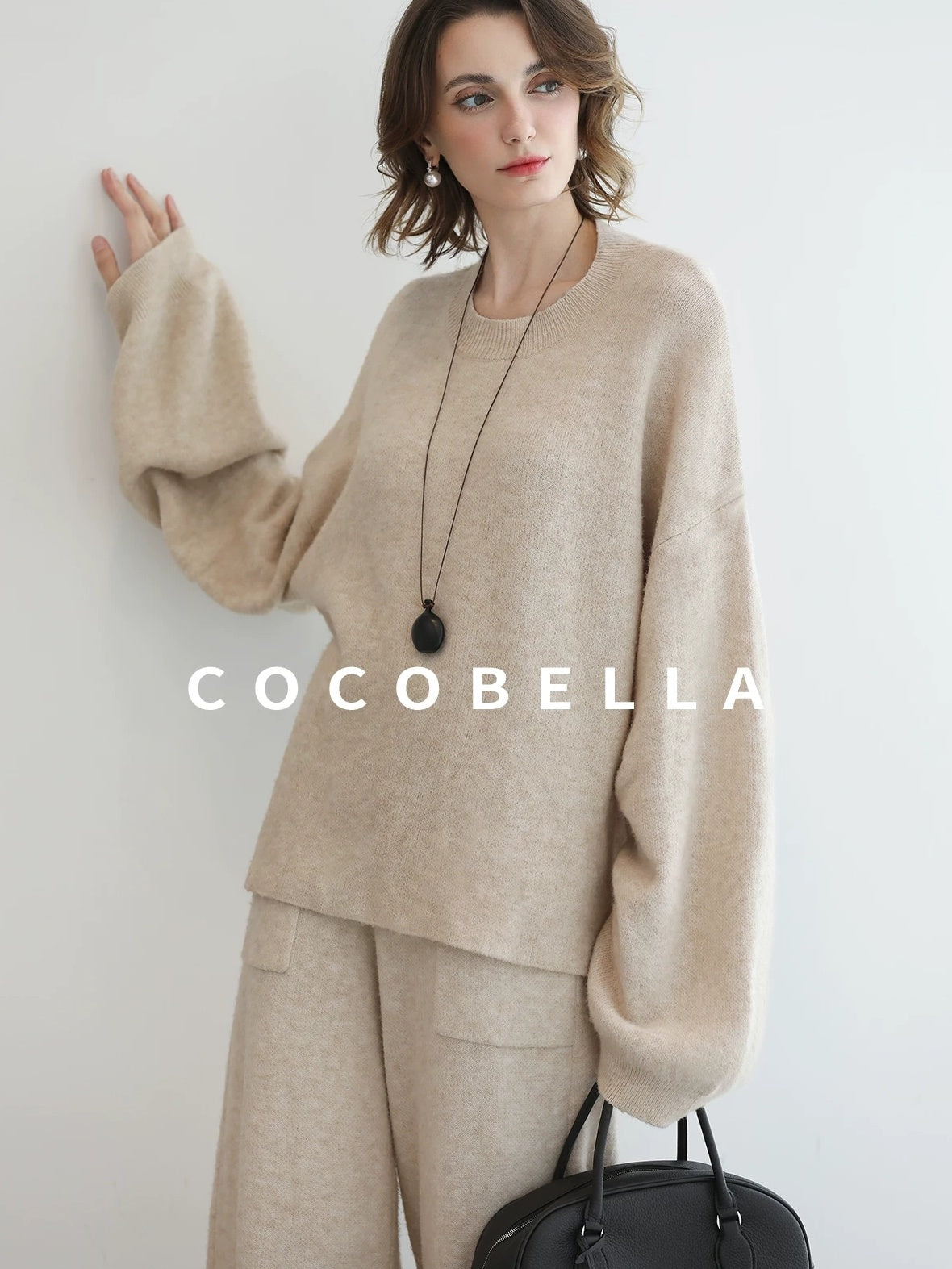 COCOBELLA Soft Acrylic Blend Sweet Loose Ruched Detail Women Crew Neck Knit Sweater