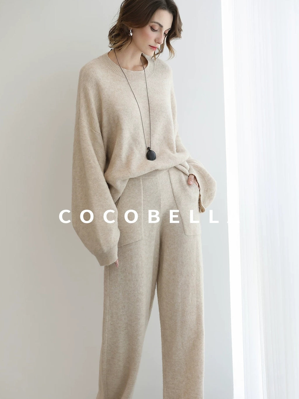 COCOBELLA Soft Acrylic Blend Sweet Loose Ruched Detail Women Crew Neck Knit Sweater