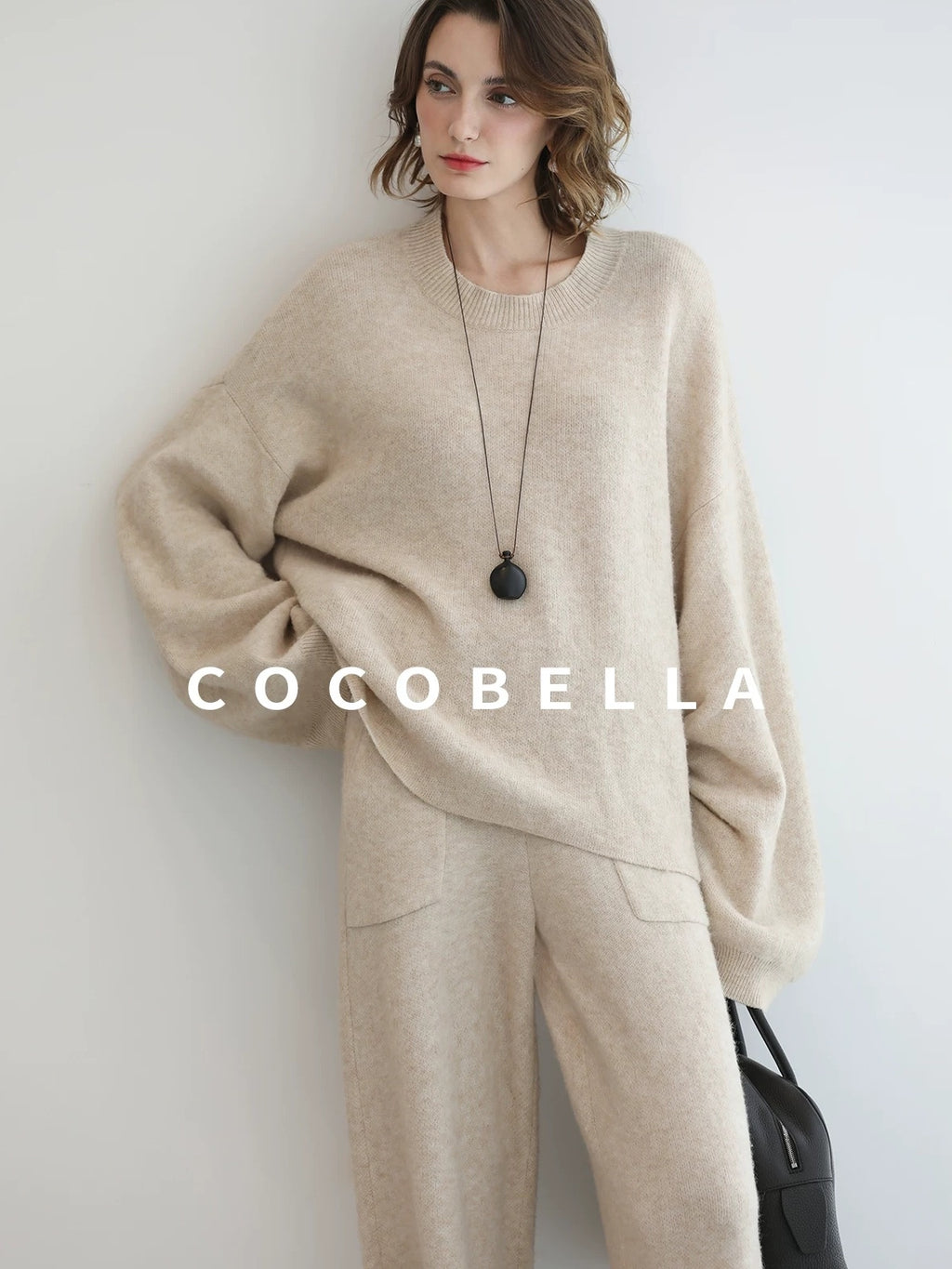 COCOBELLA Soft Acrylic Blend Sweet Loose Ruched Detail Women Crew Neck Knit Sweater
