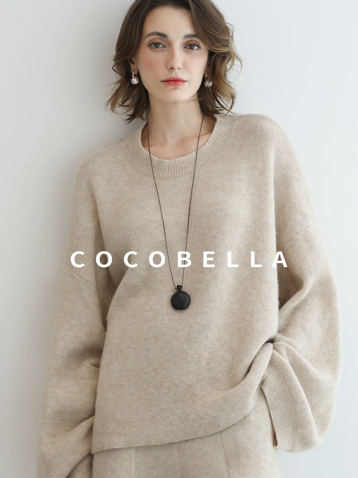 COCOBELLA Soft Acrylic Blend Sweet Loose Ruched Detail Women Crew Neck Knit Sweater