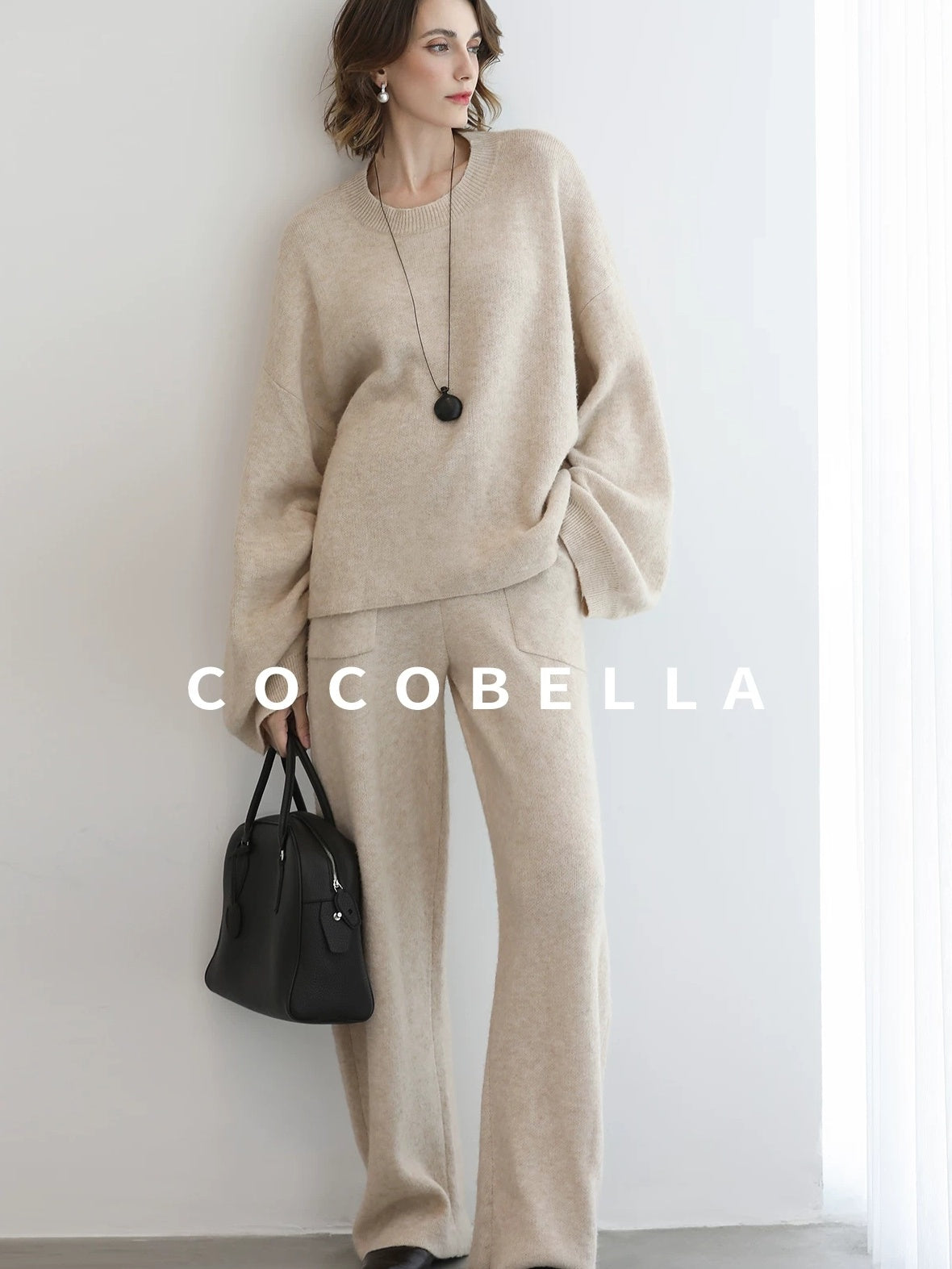 COCOBELLA Soft Acrylic Blend Sweet Loose Ruched Detail Women Crew Neck Knit Sweater